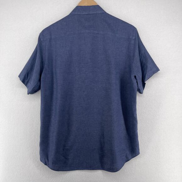 UNTUCKIT Shirt Mens M Cameron WR Linen Chambray Slim Fit Wrinkle Resistant Blue - Picture 6 of 13